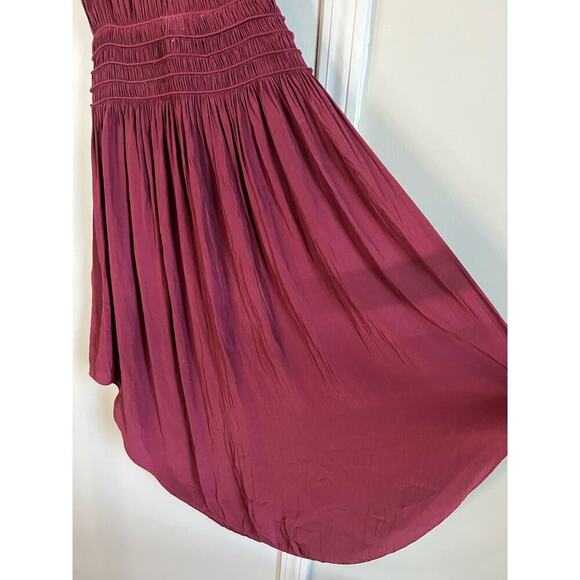 Ramy Brook Audrey Elastic Waist Dark Red Maxi Dress Sz S Burgundy Bordeaux - Picture 5 of 12